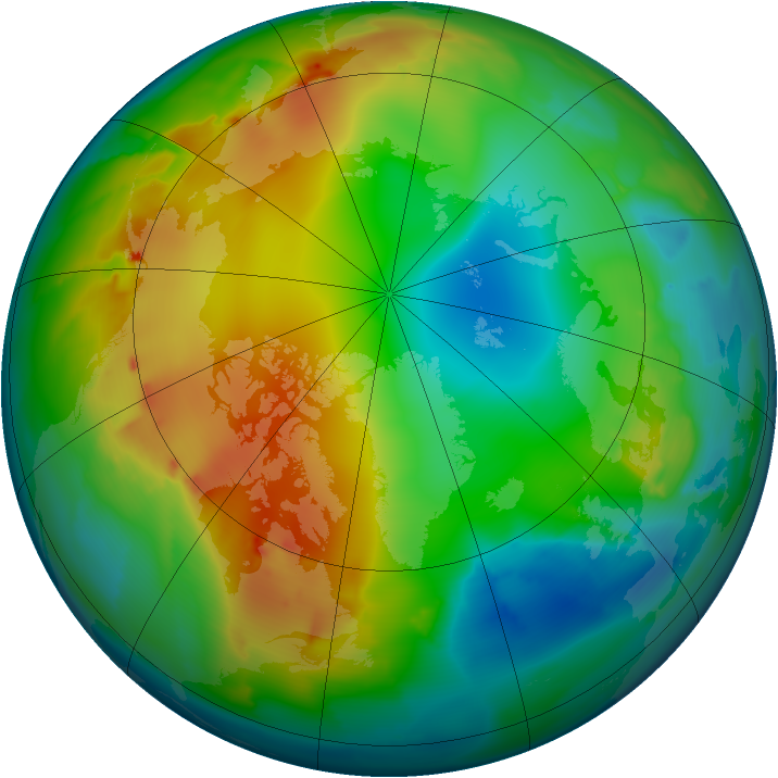 Arctic ozone map for 05 January 2012